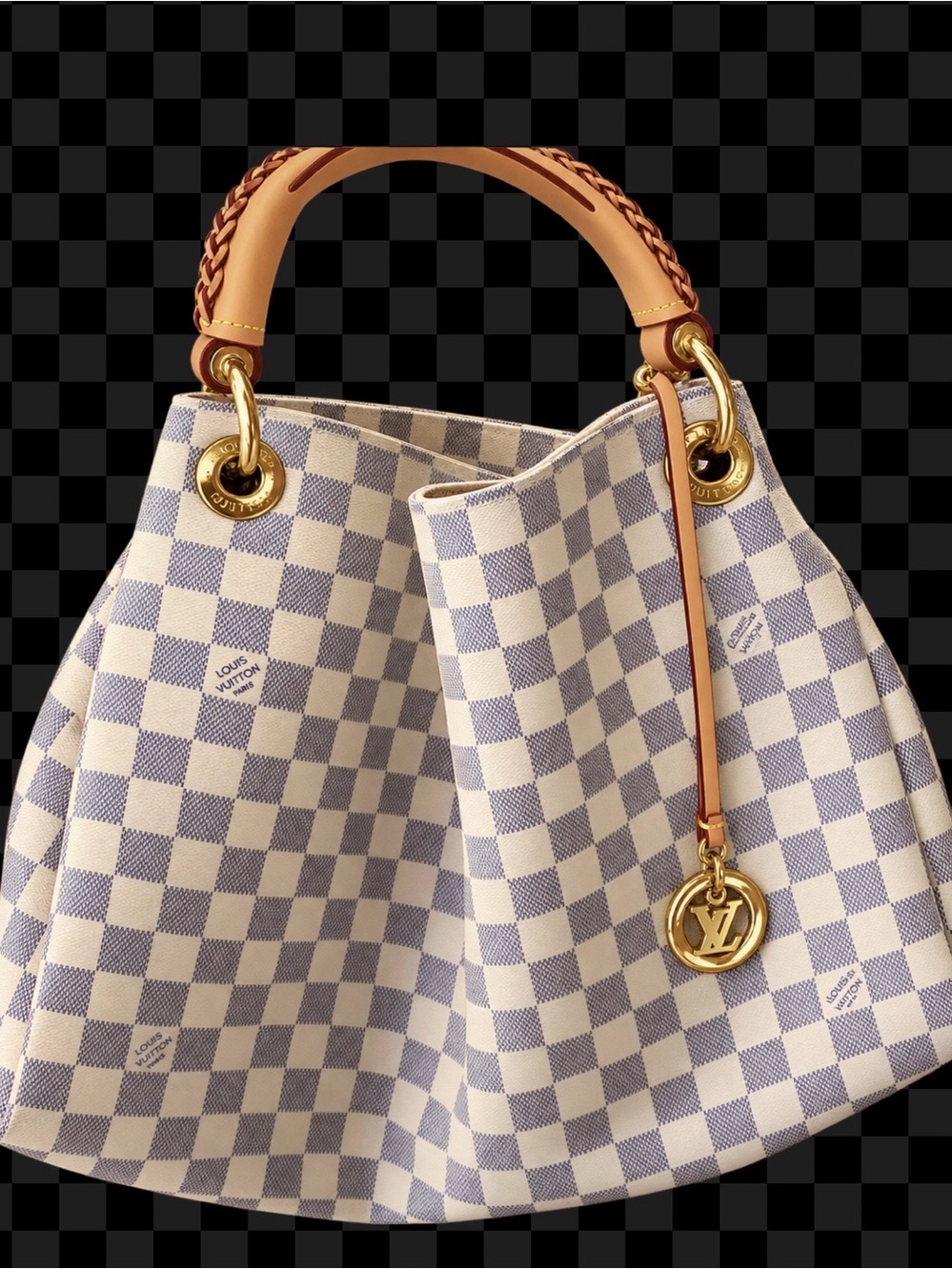 Louis Vuitton Damier Azur Shoulder Bag in White, Blue & Tan